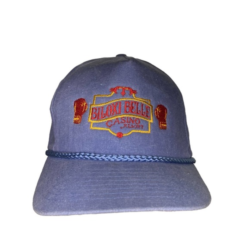 Vtg Biloxi Belle Casino Resort Trucker Hat Cap Boxing Embroidered Adjustable Blu